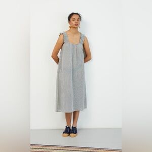 NWT Beck Snodergaard Alohi Adeline Striped Dress Small Ruffle Viscose Sundress